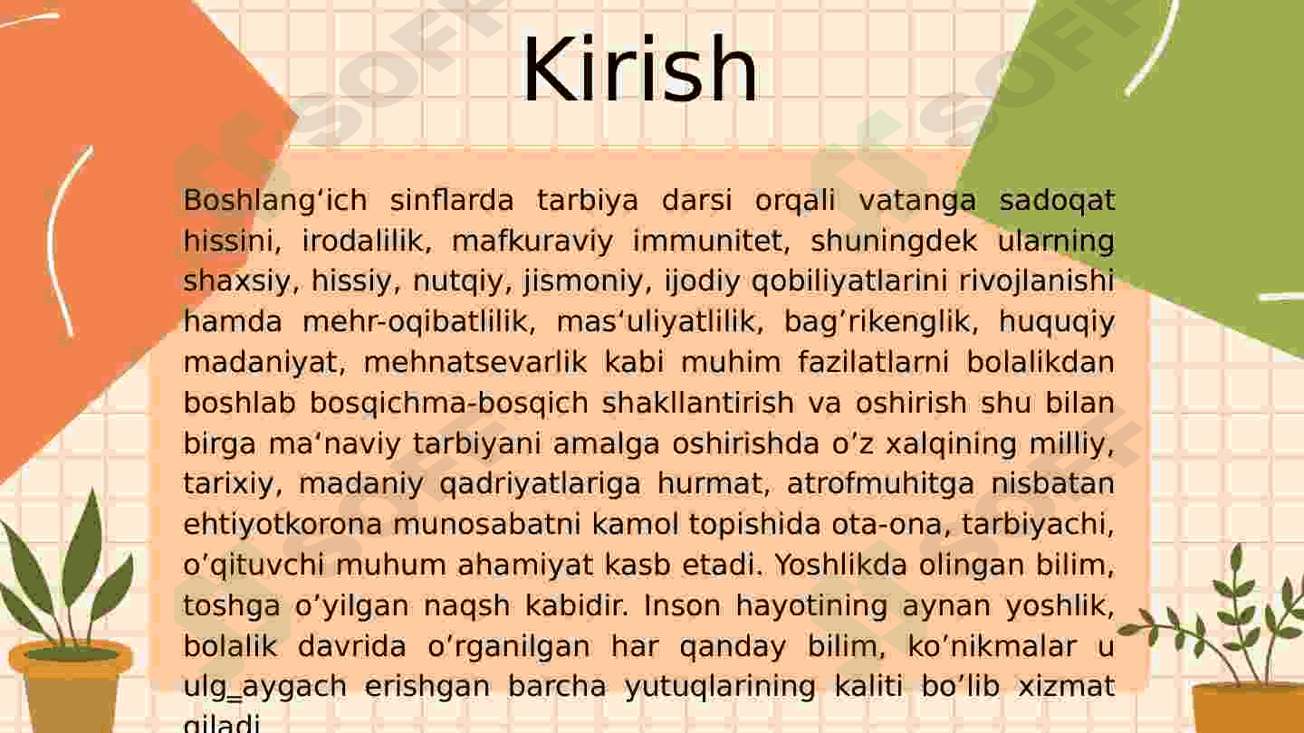 1 - sinf “Tarbiya”  darsligini  o’rganish 3