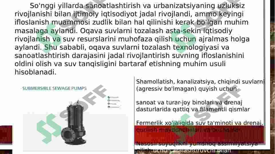 “Suv ta'minoti va kanalizatsiya tozalash inshootlarida joylashtirilgan yordamchi nasoslar” 3