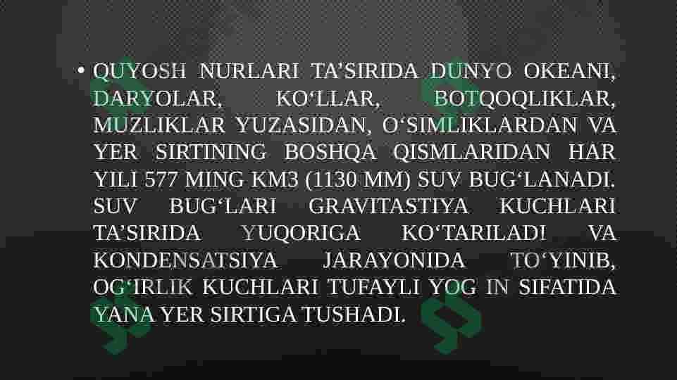 Yer yuzida suvlarning taqsimlanishi 3