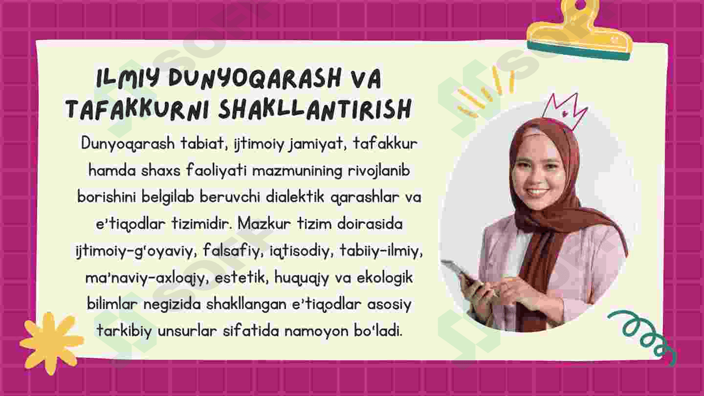 Ilmiy dunyoqarashni shakillantirish va o'quvchilarni aqliy tayyorlash 3