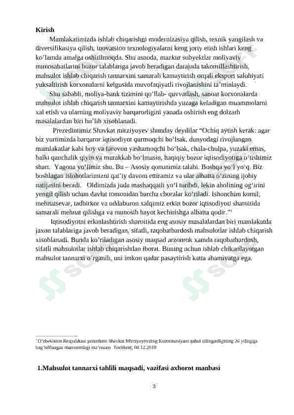 Mahsulot tannarxi va uning o’zgarishiga ta’sir etuvchi omillar tahlili 3