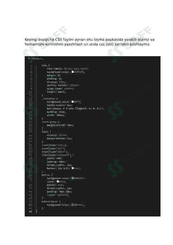 HTML, CSS va JavaScript yordamida Registratsiya formasini yasash bo'yicha qo'llanma. 3