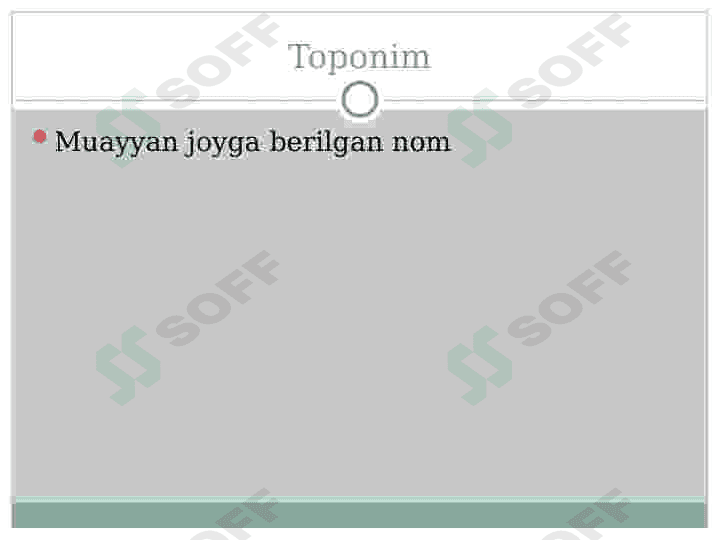 Toponimika. Maxsus tarix fanlari 3