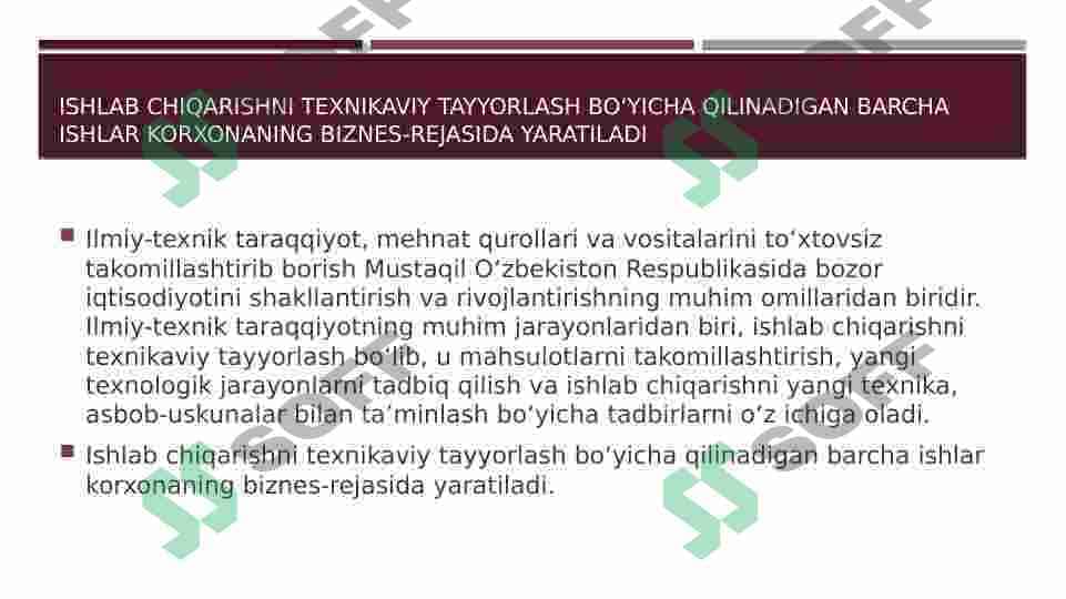 Texnologik jarayonni tashkil qilish asoslari. 3