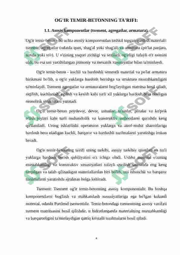 OGIR TEMIR BETONNING TARKINI HISOBLASH 3
