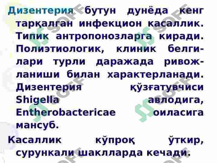 ДИЗЕНТЕРИЯ Ичбуруғ 3