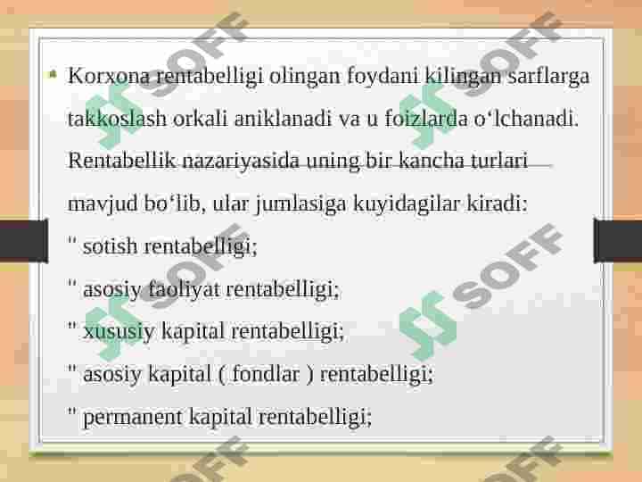 Rentabillikning mohiyati va ko'rsatkichlari 3