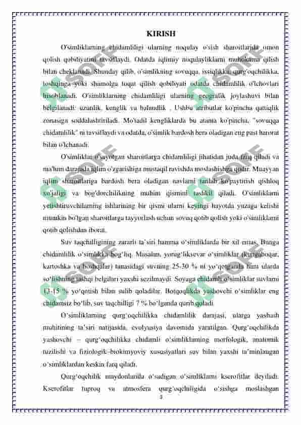 O’simliklarni qurg’oqchilikka chidamliligi 3