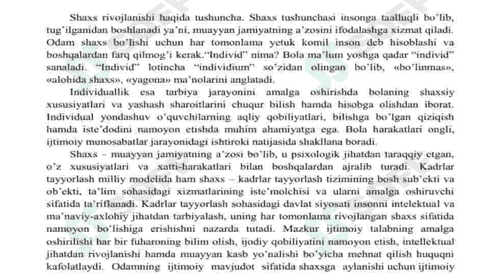 Shaxs tarbiyasi 3
