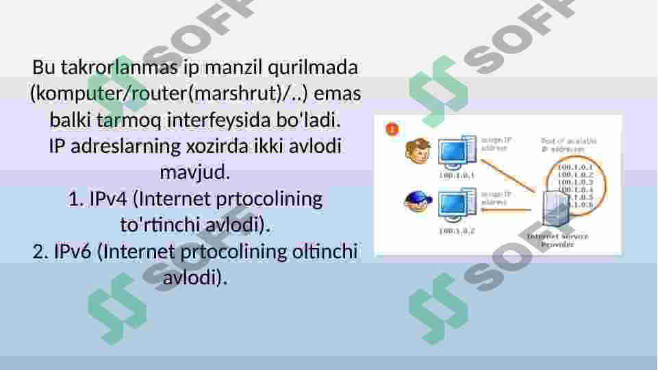 IP adreslar bilan ishlash haqida ma'lumot  berish va tushintirish 3
