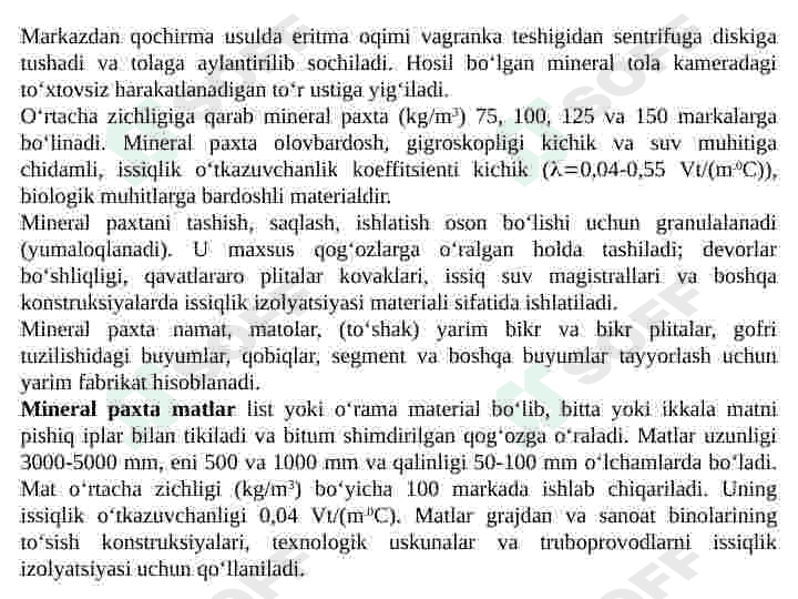 ISSIQLIKDAN   IZOLYATSIYALOVCHI   MATERIALLARNING TURLARI 3