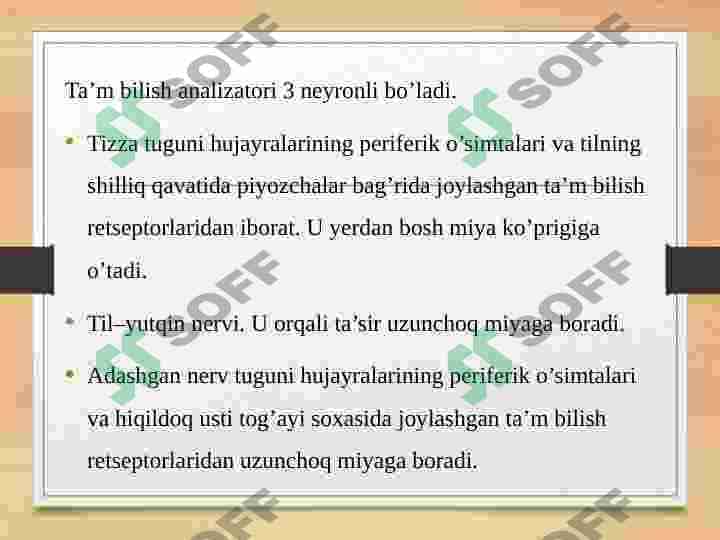 Ta'm bilish idroki 3