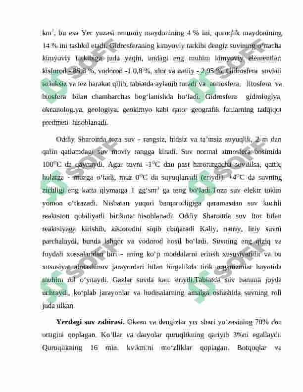 Gidrosfera. Suvdan foydalanish muammomolari 3