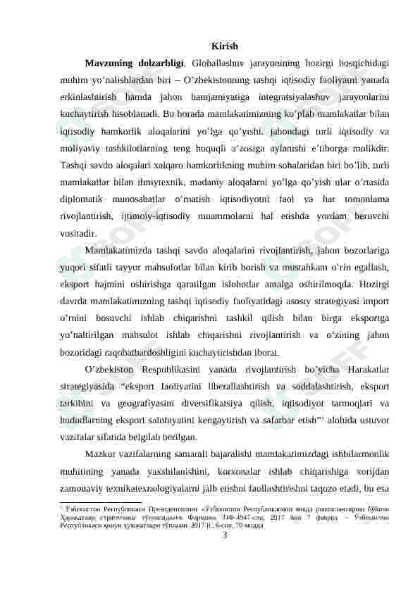 O‘ZBEKISTONNING DUNYONING RIVOJLANGAN DAVLATLARI BILAN IQTISODIY HAMKORLIGI. 3