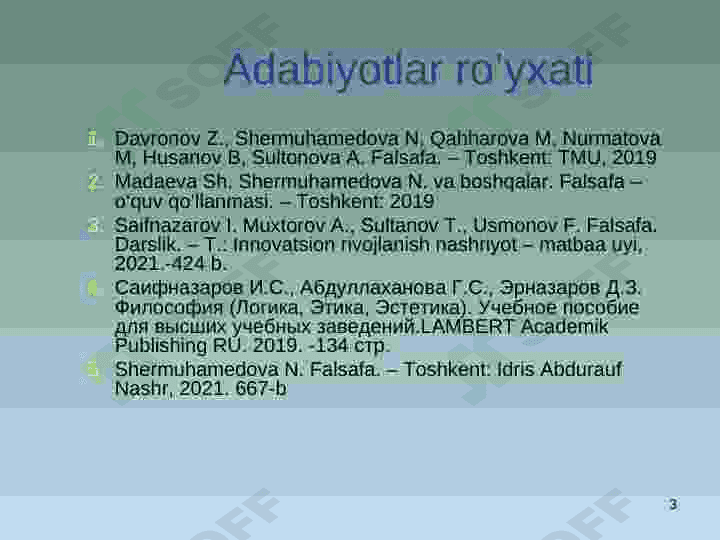 Falsafiy tafakkur taraqqiyot bosqichlari: G'arb falsafasi 3
