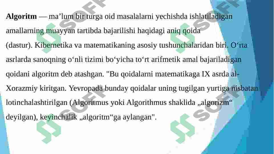 Algoritmlar va ular bilan ishlash 3
