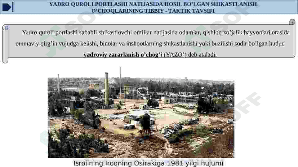 FAVQULOTDA VAZIYATLARDA VUJUDGA KELUVCHI JAROXARINING TIBBIY-TAKTIK TAVSIFI.TLANISH O’CHOQLA 3