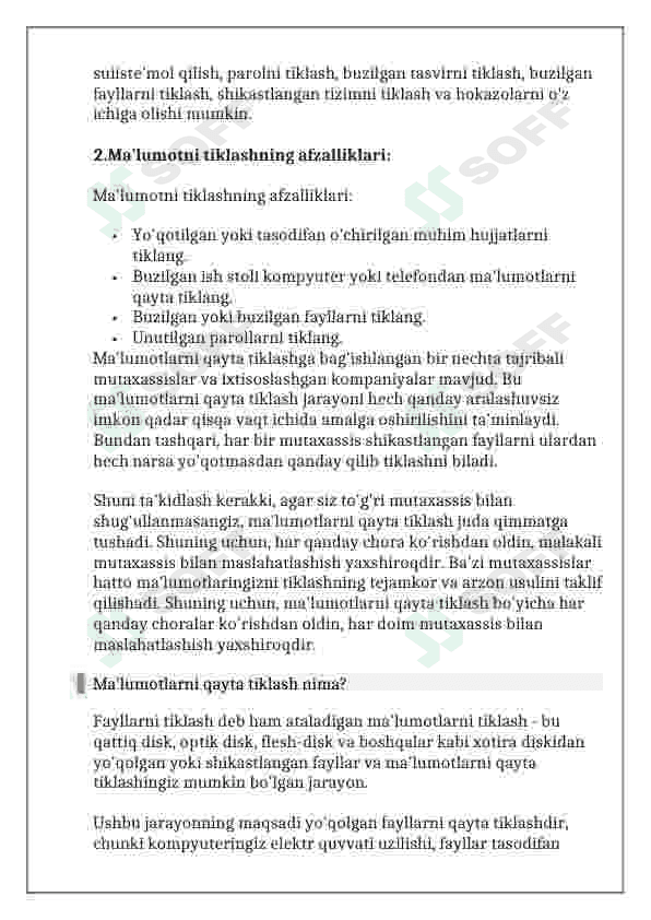 Malummotlarni tiklash 3