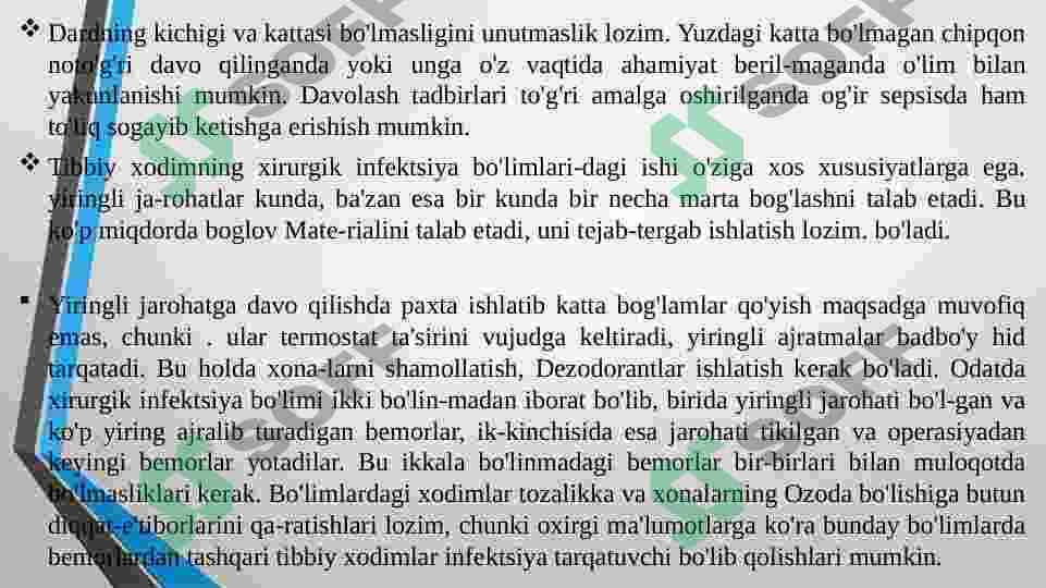 YIRINGLI XIRURGIK KASALLIKLAR BILAN OGRIGAN BEMORLAR PARVARISHI. 4