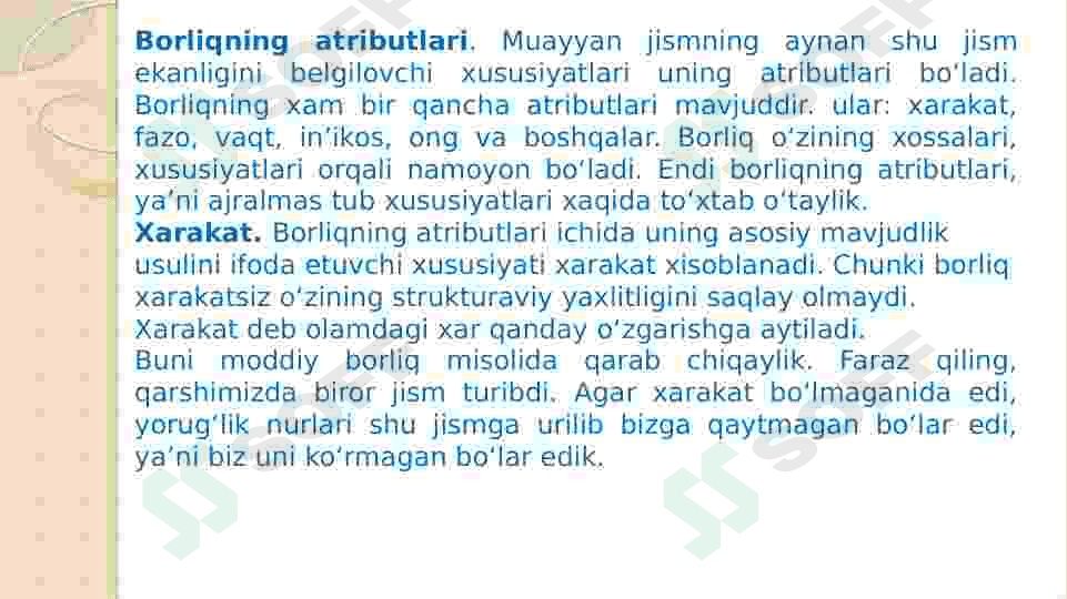 Borliq (ontologiya) va rivojlanish falsafasi. 4