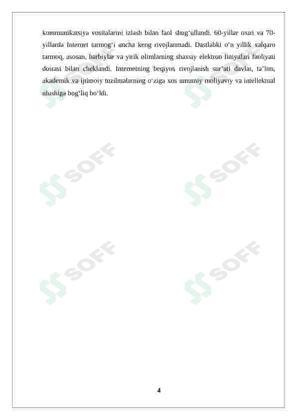 Internet va undan foydalanish madaniyati mustaqil ishi va kurs ishi 4