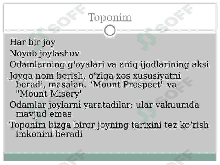 Toponimika. Maxsus tarix fanlari 4