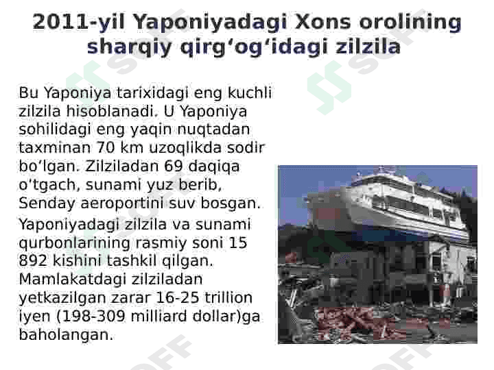 Zilzilalar. Oxirgi 100 yil ichida sodir bo'lgan dunyodagi eng kuchli 10 ta zilzila 4