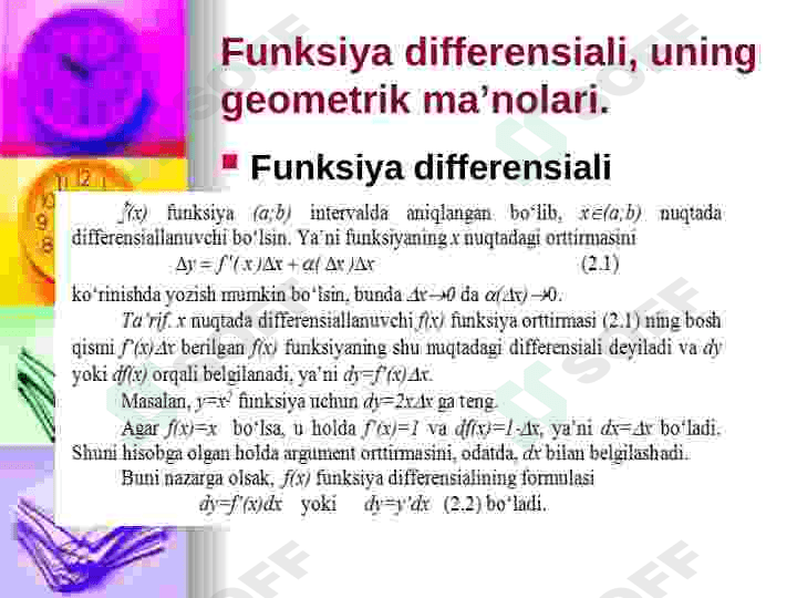 Funksiya, funksiyaning xossalari, funksiya differensiali 4
