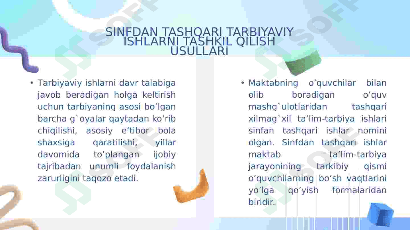 O’quvchilarning darsdan tashqari tarbiyaviy jarayonlarda ma’naviy ishlarni tashkil etish 4