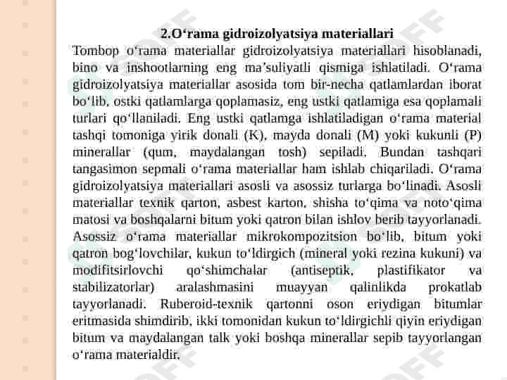 Tombop gidroizolyatsiya materiallari 4