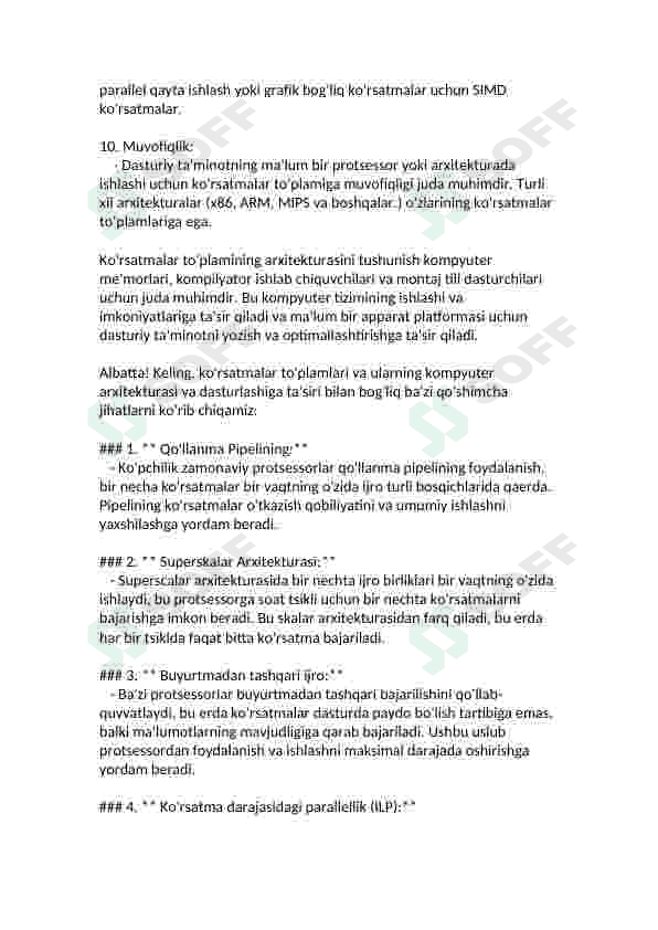 BUYRUQLAR TIZIMI, ARXITEKTURASI VA FORMATI 4