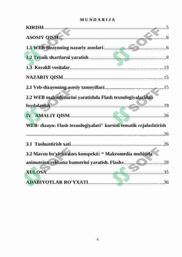 WEB DIZAYN VA UNING DASTURIY TA’MINOTI, MACROMEDIA FLASH DASTURI YORDAMIDA WEB SAHIFA YARATISH VA BEZASH 4
