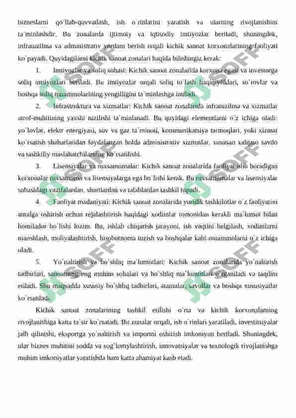 Erkin iqtisodiy zonalar va kichik sanoat zonalarida ishlab chiqarishni tashkil etish istiqbollari 4