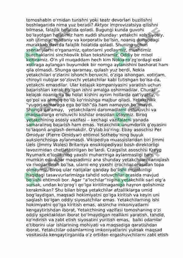 Yetakchilikni shaxsiy xislatlari va ularni rivojlantirish 4