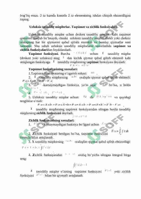 Ba’zi deskret  taqsimot qonunlari 4