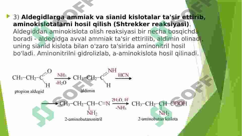 Aminokislotalarning stereoizomeriyasi, olinish usullari. Kislota amidlari va ureidlari. 4