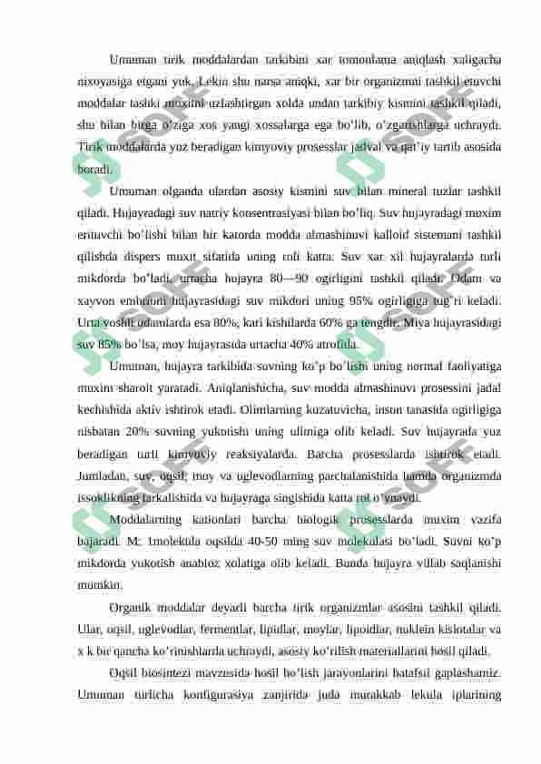 HUJAYRANING KIMYOVIY TARKIBI. ASOSIY ZAHIRA MODDALAR VA ULARNING MODDALAR ALMASHINUVIDAGI VAZIFASI 4