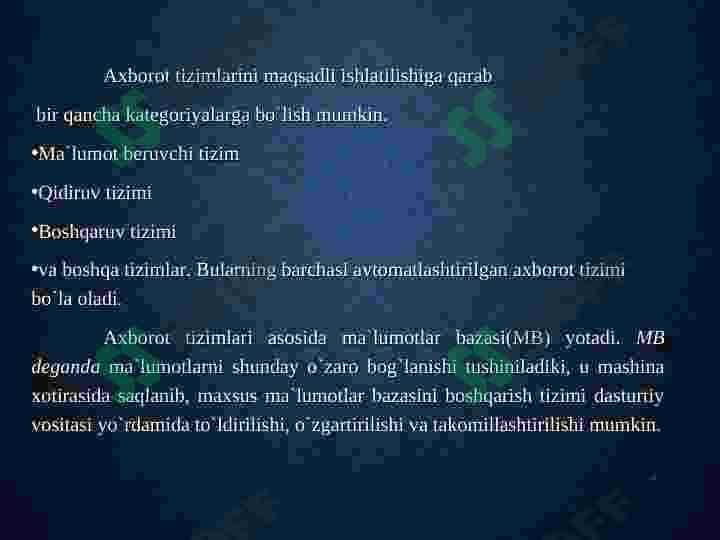Ma'lumotlar bazalari bilan ishlash texnologiyalari. 4