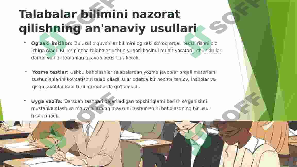 Samarali o’qitishning qiziqtiruvchi va interfaol usullari, hamda ulardan foydalanishni o’rganadi. O’quvchilar bilimini nazorat qilish usullari va ularni takomillashtirish metodikasi. 4