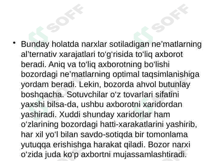 Hozirgi zamon bozor iqtisodiyotida assimetrik axborot muammolari 4