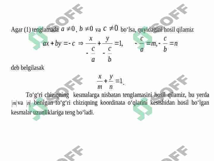 Tekislikda to’g’ri chiziq tenglamalari. 4
