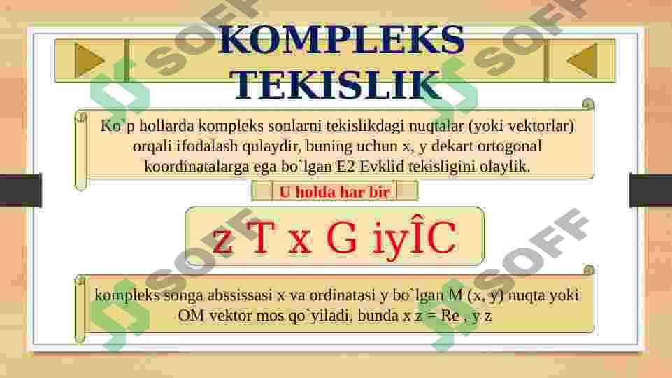 KOMPLEKS TEKISLIK. KOMPLEKS TEKISLIKDA CHIZIQLAR VA SOHALAR 4