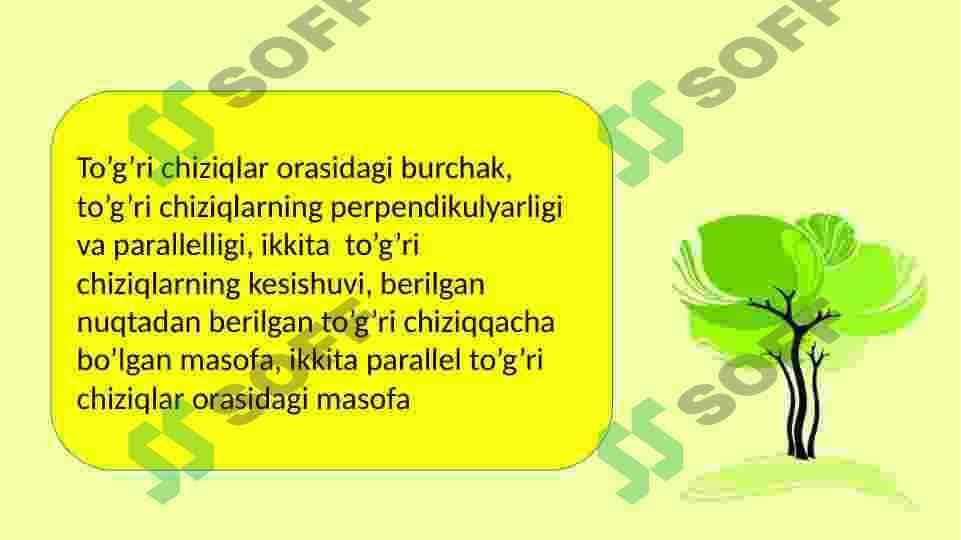 Fazoda tekislik va toʻgʻri chiziq orasidagi burchak 4