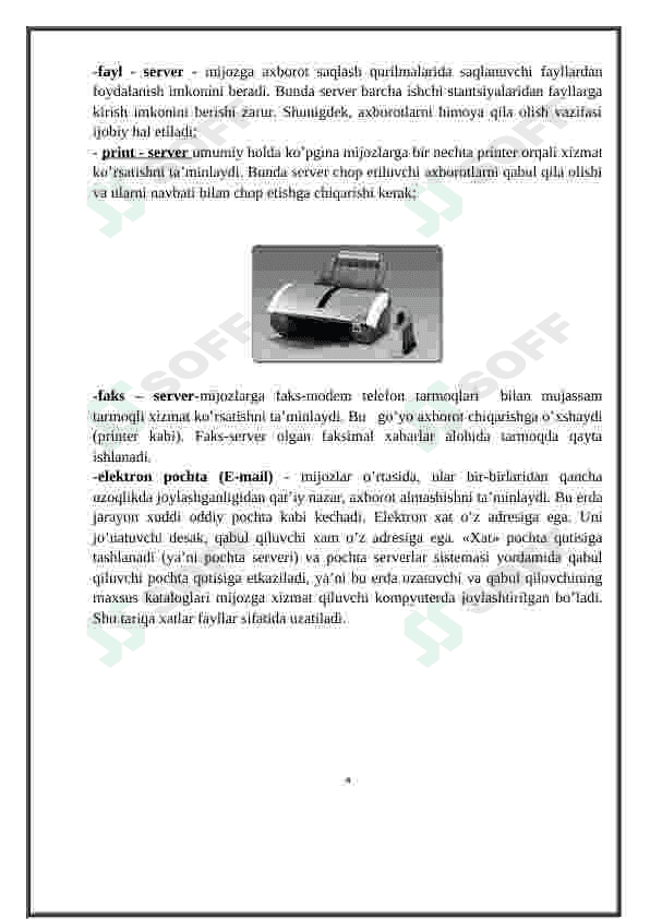 Tarmoq texnologiyalari. Internet xizmatlari. 4