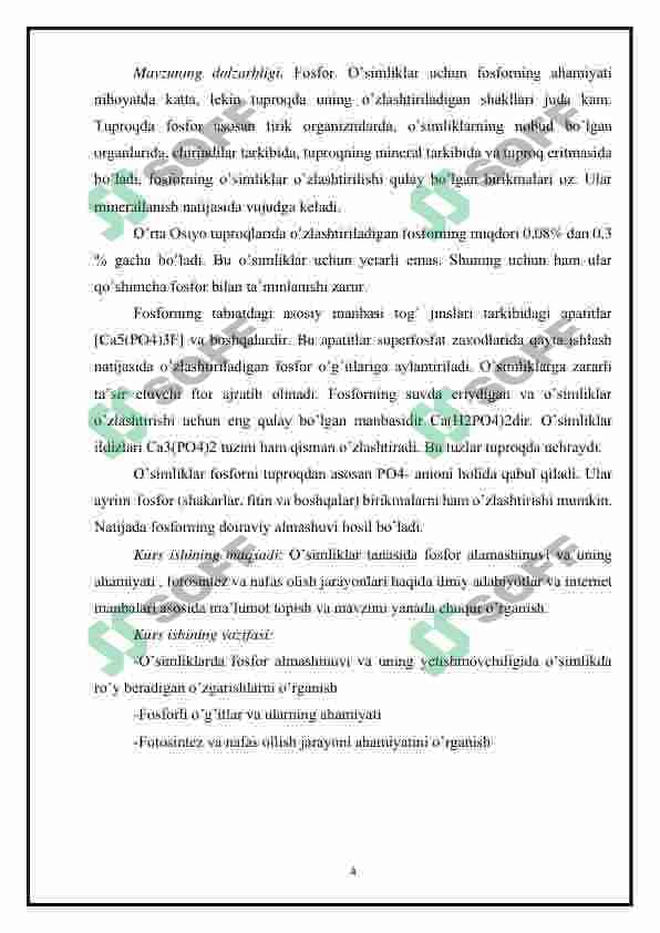 Fosforli moddalar va energiya almashinishidagi ro‘li. 4