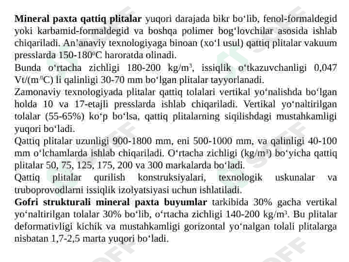 ISSIQLIKDAN   IZOLYATSIYALOVCHI   MATERIALLARNING TURLARI 4