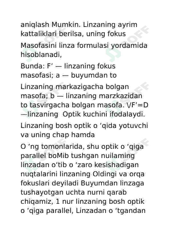 Linzaning fokus masofasini aniqlash 4