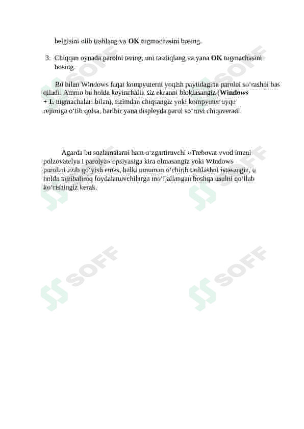 Operatsion Tizimda (Windows OT) parolga asoslangan autentifikasiya mexanizmini o’rnatish va sozlashni o’rganish 4
