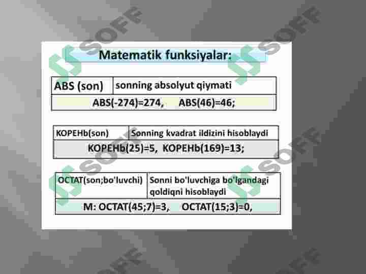 MATNLI FUNKSIYALAR EXCEL DASTURIDA 4