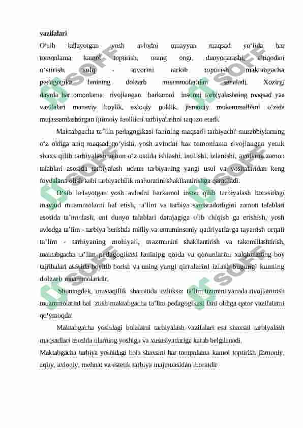 Maktabgacha ta’lim pedagogikasi fanining mavzusi, uslubiyati va barkamol insonni tarbiyalashdagi о‘rni 4